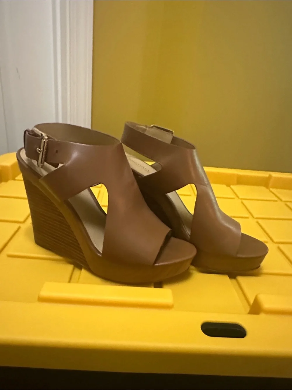 Michael Kors Women’s Brown Wedge Sandals - Classic Leather Look